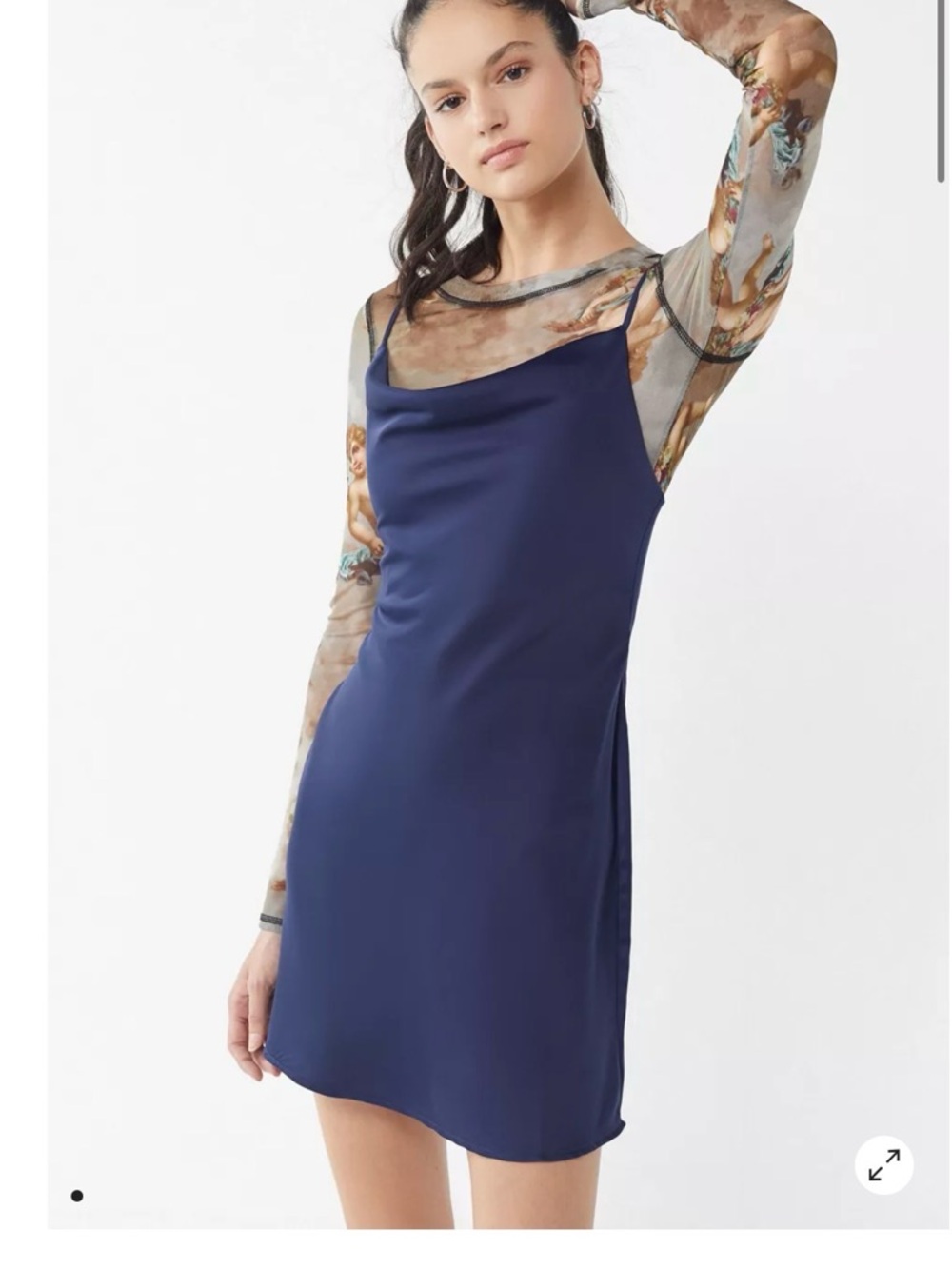 Navy Urban Outfitters Mallory Cowl Neck Mini Dress